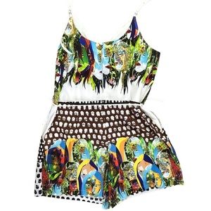 Clover Canyon Multicolor Graphic Romper - White Base